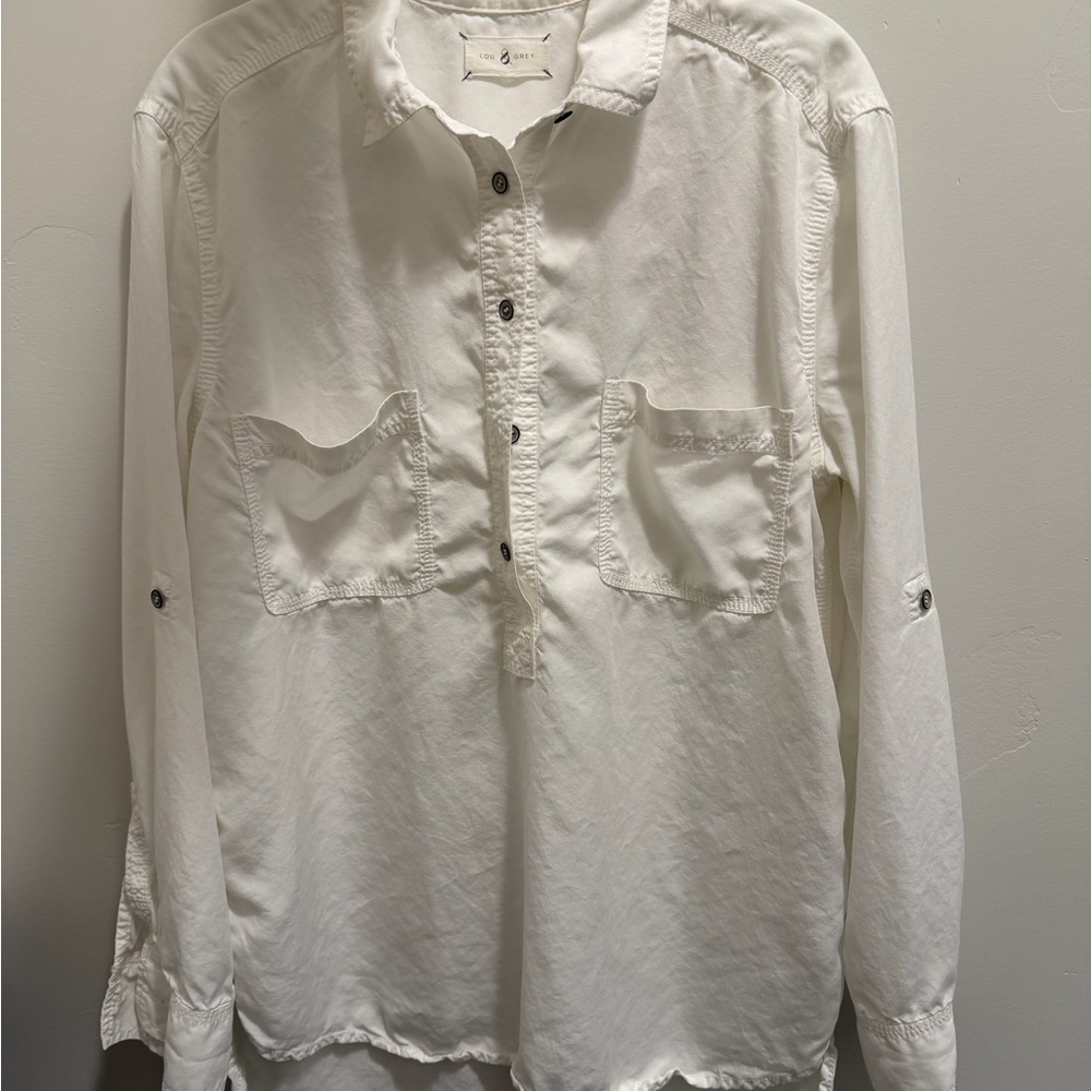 Women White Long-Sleeve Casual Shirt - Soft Button-Front